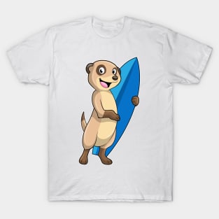 Meerkat as Surfer with Surfboard T-Shirt
